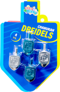 4PK. Blue & Silver Metallic Dreidels Medium