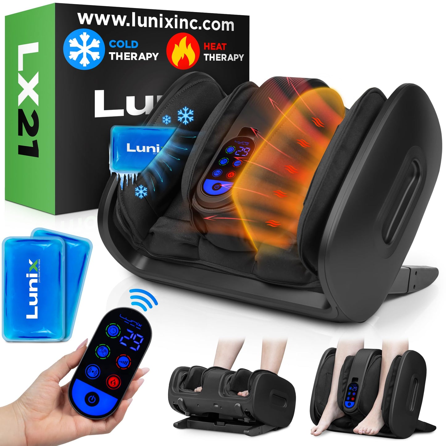 Lunix LX21 Foot Massager with Remote control -  for Pain Relief and Circulation Shiatsu