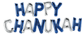 Happy Chanukah Letter Balloons - Silver and Blue