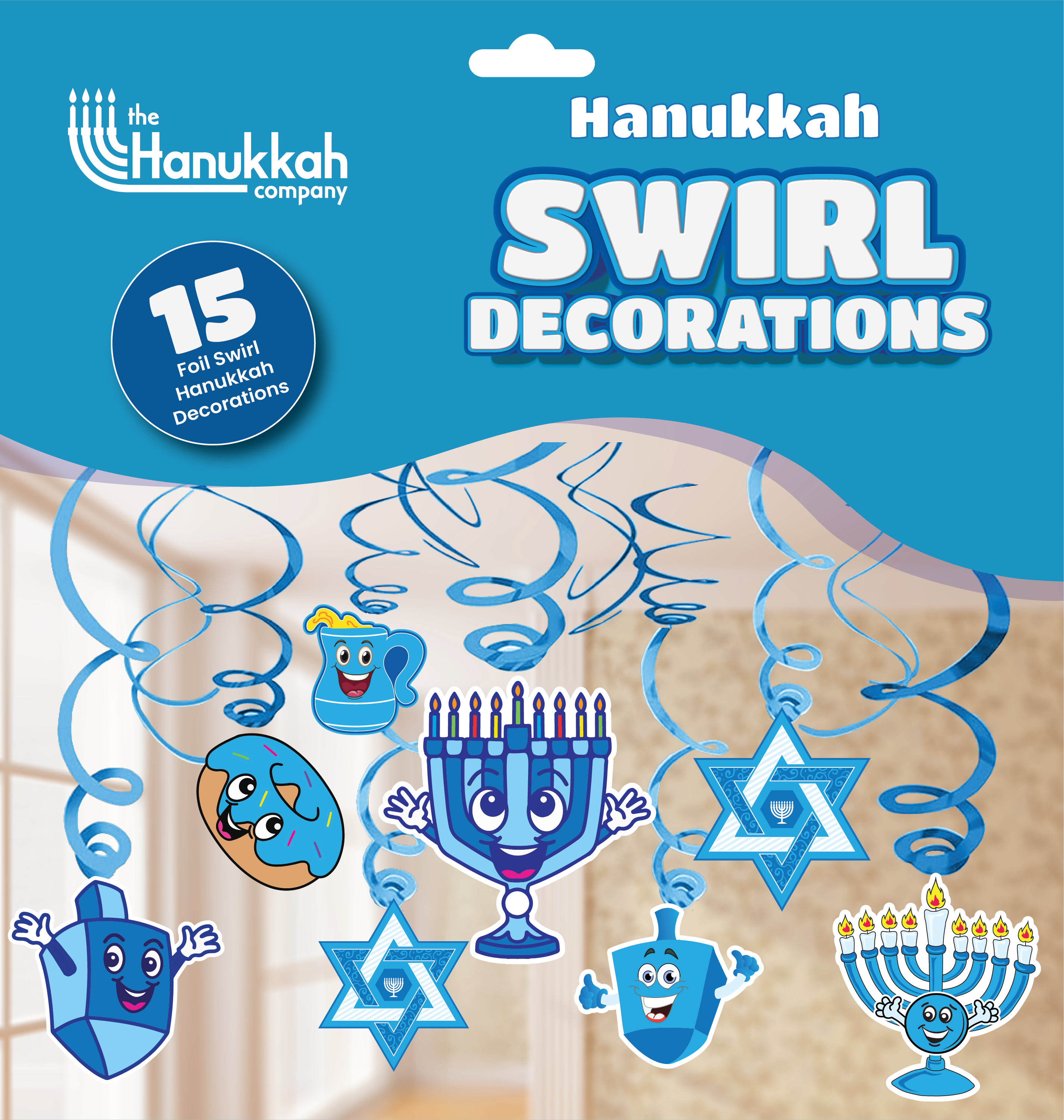 Chanukah Swirl Decorations - Blue & White