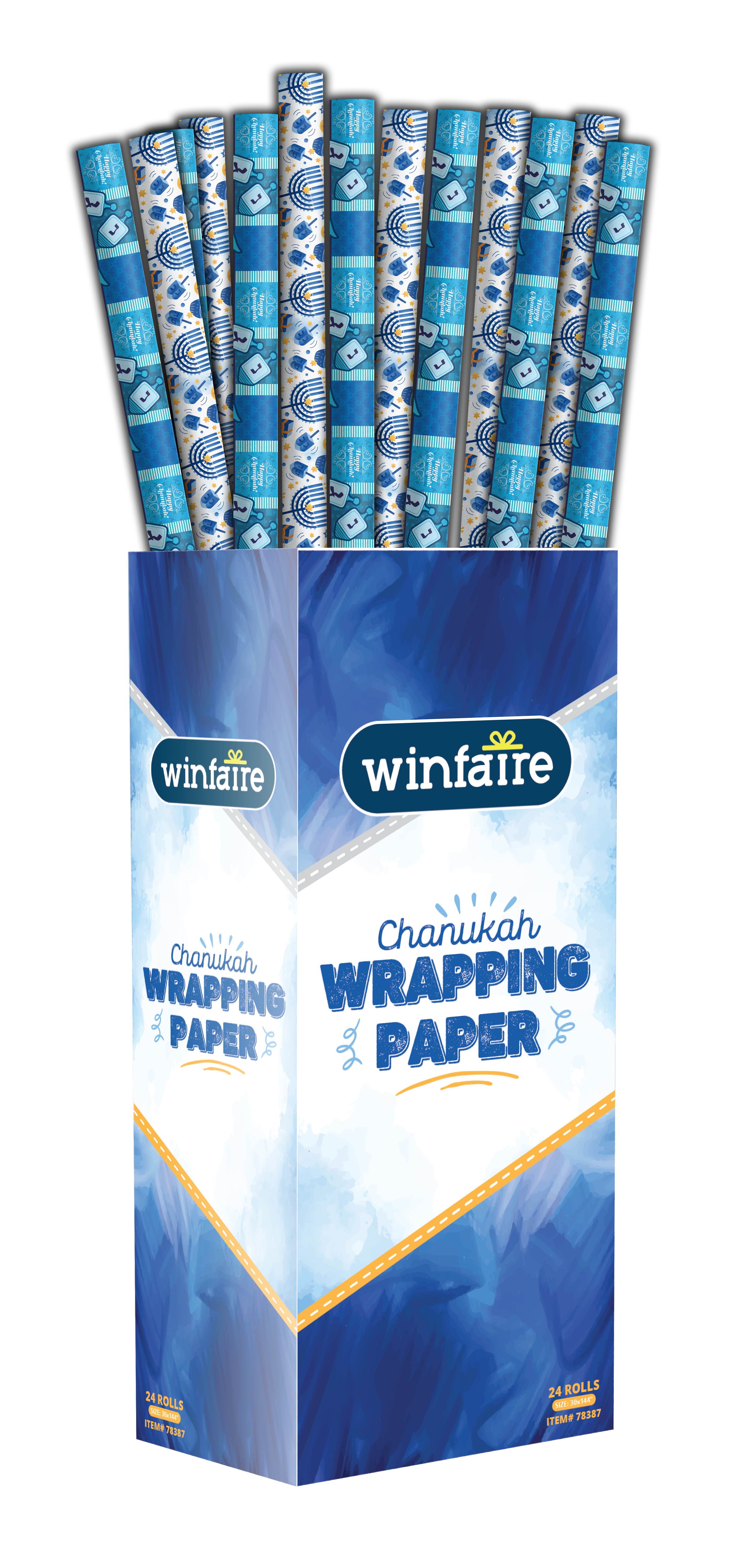 Chanukah Wrapping Paper - Blue Design Assorted