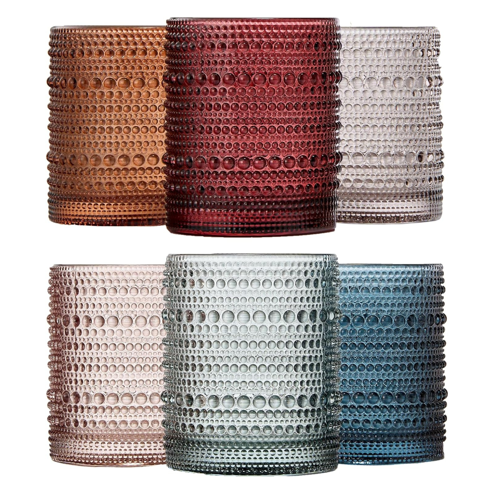 Tonal Hobnail Lowball Glassware, Spring, Set of 6