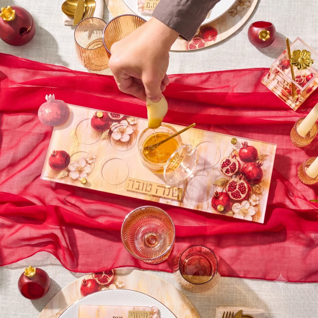 Rosh Hashanah Painted Pomegranates Simanim Tray