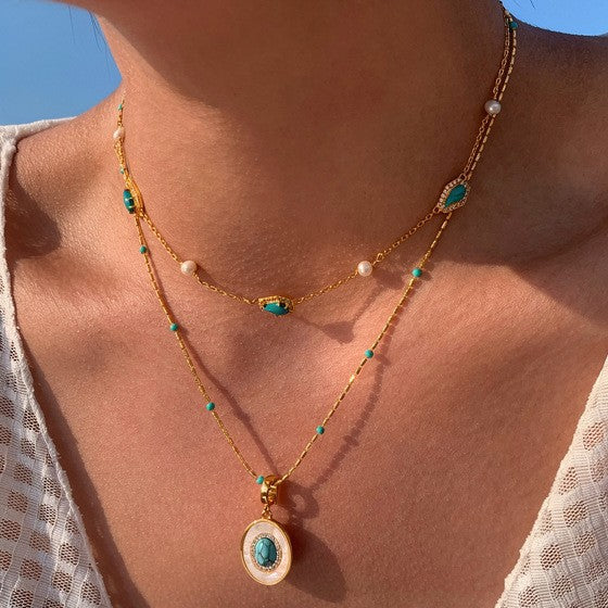 Elegant Inlaid Zircon Geometric Clavicle Chain Jewelry Set