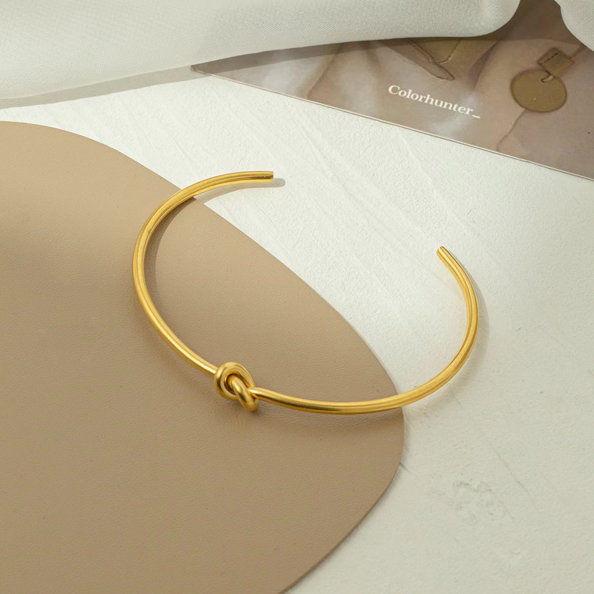 Cold Style Knotted Open Stainless Steel Fashion Personality Minimalist Bracelet