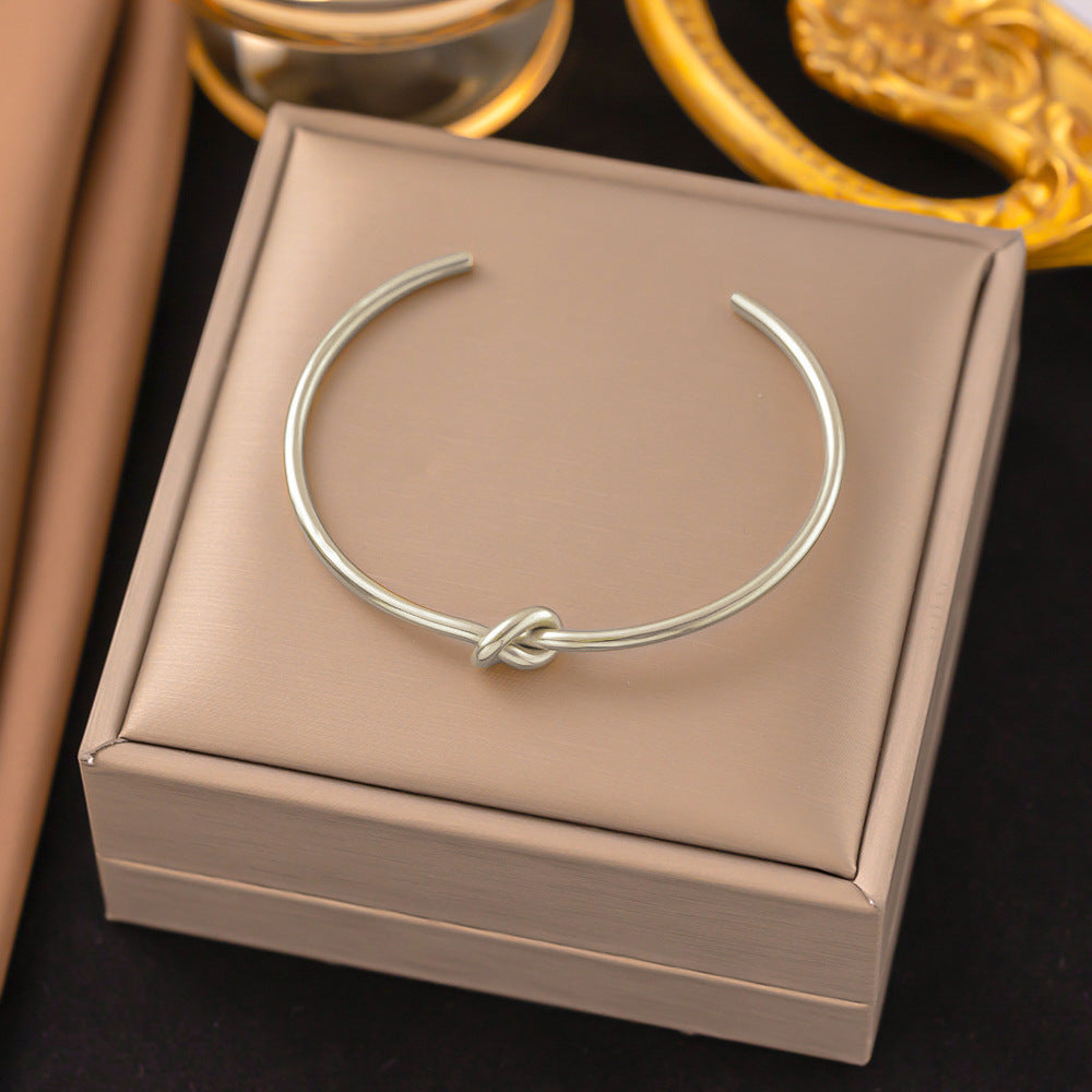 Cold Style Knotted Open Stainless Steel Fashion Personality Minimalist Bracelet