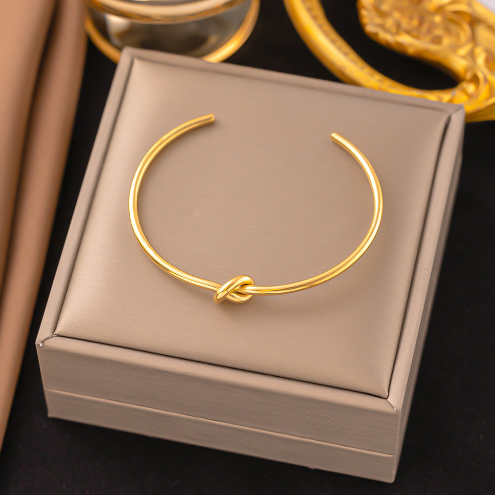 Cold Style Knotted Open Stainless Steel Fashion Personality Minimalist Bracelet