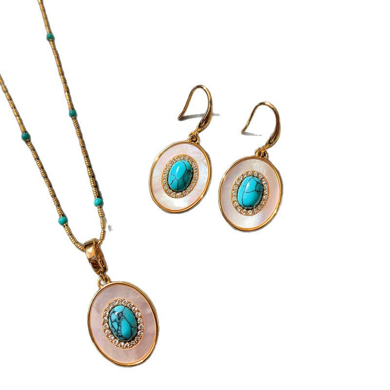 Elegant Inlaid Zircon Geometric Clavicle Chain Jewelry Set
