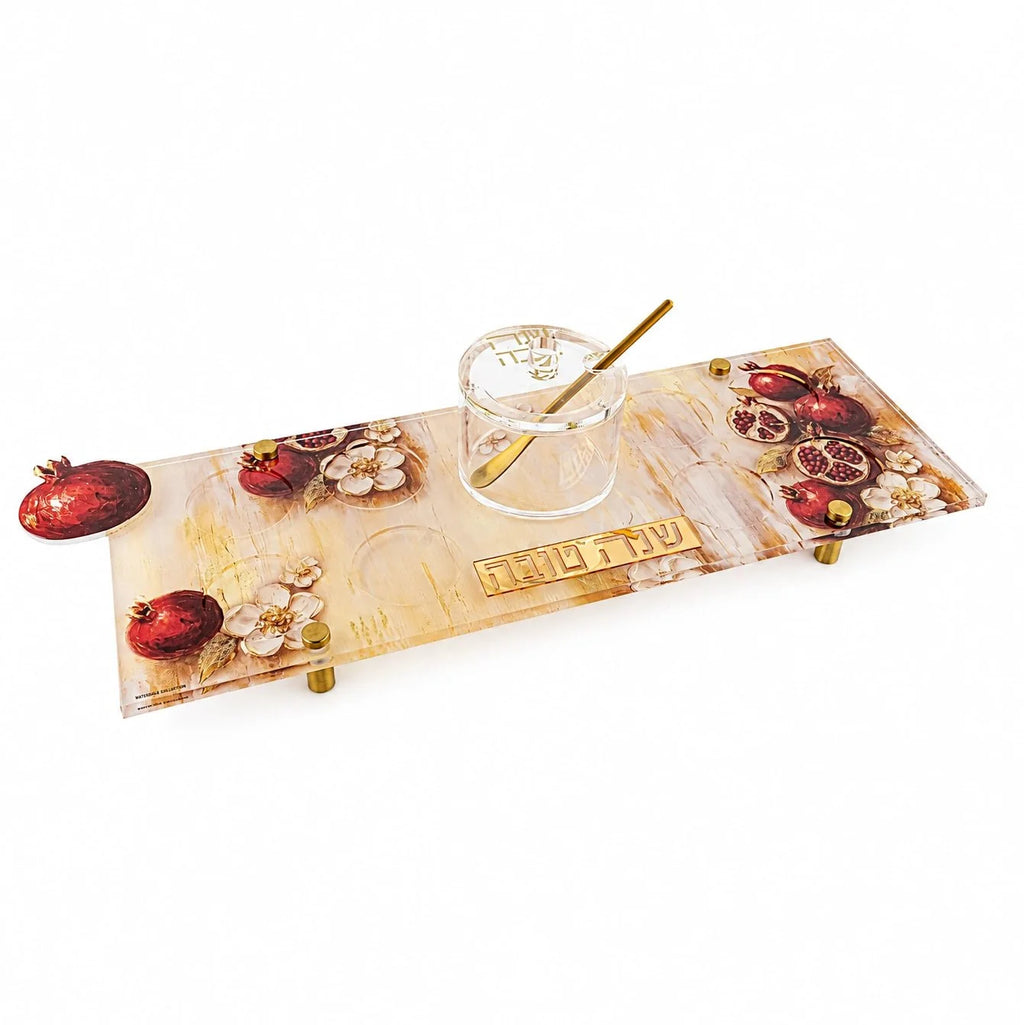 Rosh Hashanah Painted Pomegranates Simanim Tray