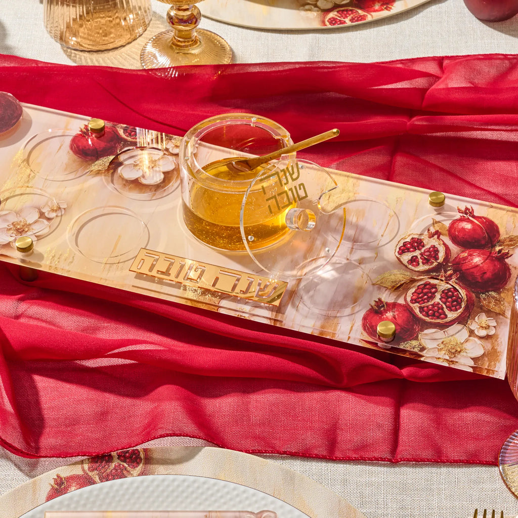 Rosh Hashanah Painted Pomegranates Simanim Tray